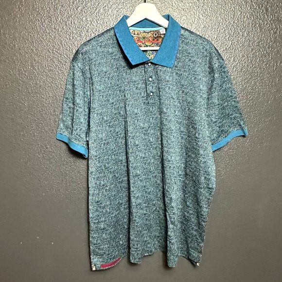 Robert Graham Men's Blue/Multi Classic Fit Short Sleeve Golf Polo Shirt Size 2XL - Picture 3 of 9